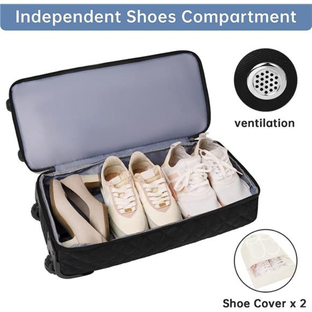 Women's Rolling Duffle Bag with Wheels and Bags Shoe Compartment, Beige, 21 Inch - Picture 3 of 7